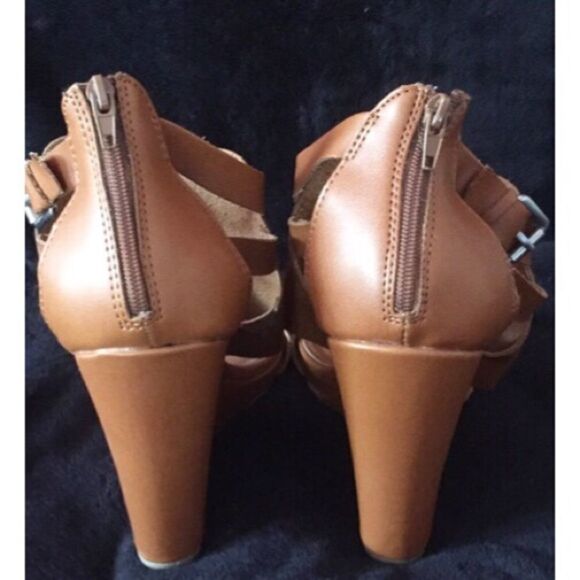 ✨women's brown covered vamp zip back wedge sz 8 sandal✨ - Picture 6 of 8